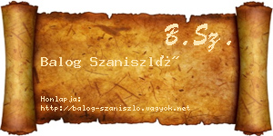 Balog Szaniszló névjegykártya